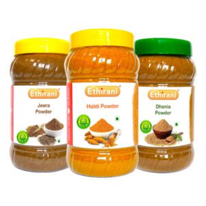 Ethirani Spices Combo Set of 3 Jars | Haldi (Turmeric) 250gm, Jeera (Cumin) 250gm, Dhania (Coriander) 250gm